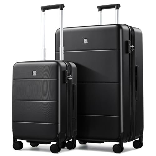 Luggage Set 2 Piece 20 (Jet Black / 20/28 Inch EXT)