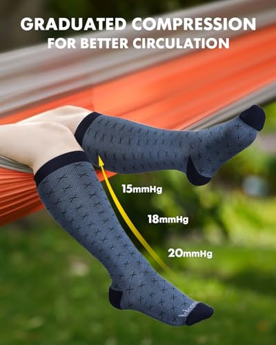Bamboo Viscose Compression Socks for Women Men (Linear Geometric / XX-Large)