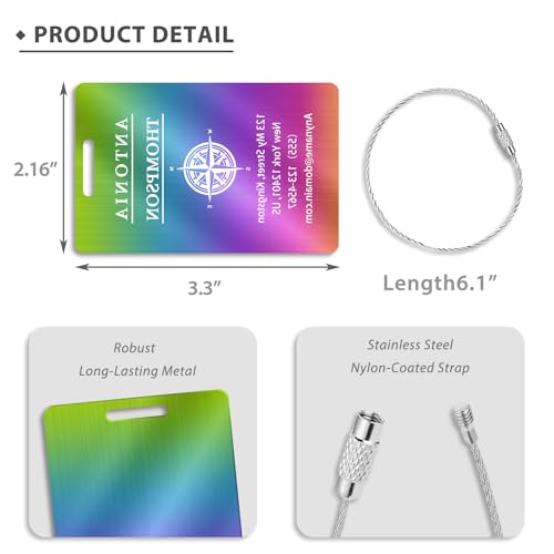 Personalized Metal Luggage Tags (Horizontal Rainbow)