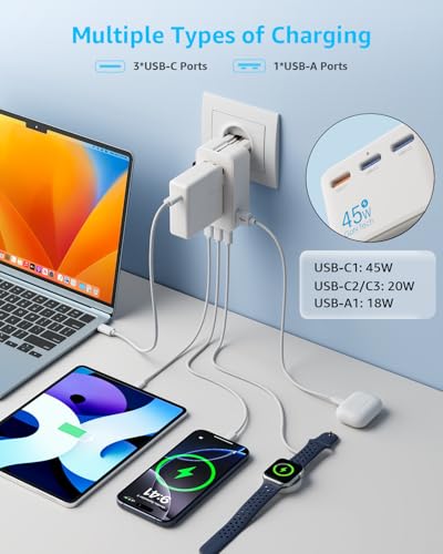 Air” Universal Travel Adapter 3 USB (A1R GaN45W / White)