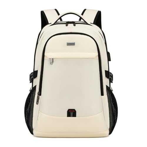 17 Inch Laptop Backpack for Travel Water Resistant College Backpack for Women Laptop Bag with USB Charging Port (Beige-a / 17 Inch)