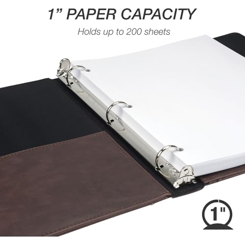 Vintage Leather 3 Ring Binder (Full Size - No Zipper / 1 Inch / Brown)