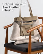 Genuine Italian Leather Tote Bag for Women (Taupe)