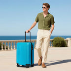 24 Inch Medium Luggage Checked TSA Approved Suitcase (Ocean Blue / 24" Checked)