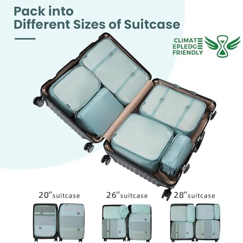 10 Set Packing Cubes Various Sizes Packing Organizer for Travel Accessories Luggage Carry On Suitcase (10-Dusty Blue / 10 Set-full Mesh)