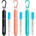 Reusable Collapsible Metal Straws (Black-Rose Gold-Turquoise)