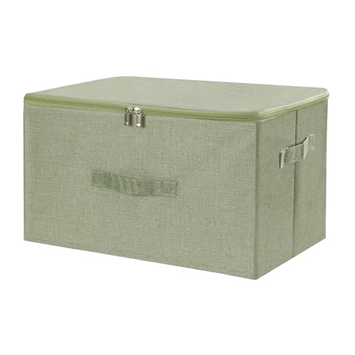Fabric Storage Bins with Zipper Lids (Green / Large (Pack of 1))