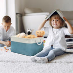 Storage Baskets for Organizing (White And Green / 3PCS/X Large -17.7Lx13.8Wx9.8H)