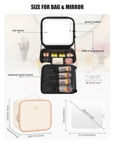 Travel Makeup Bag with Led Mirror (01-White / 1-Small)