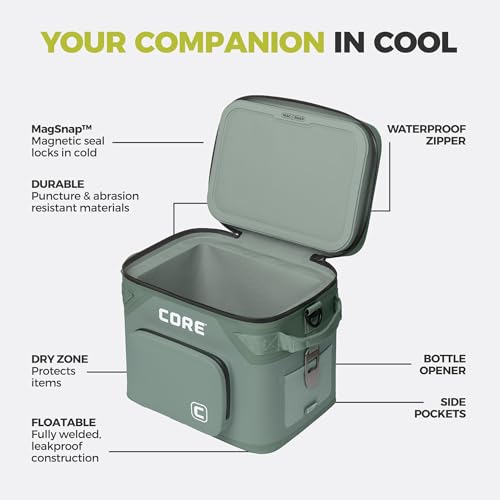Magnetic Leak Proof 18 Can Soft Cooler with Waterproof Zipper (Sage / 18 Can)