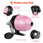 Kids Fishing Pole with Spincast Reel Telescopic Fishing Rod Combo Full Kits for Boys (Pink / 4FT / 1.2M)