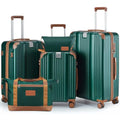 Luggage Set 3 Piece Luggage with PC+ABS Hardshell TSA Lock Spinner Wheels Carry on Lightweight Suitcase Cup Holder (Dark Green / 5 piece sets(20/24/28/DB/TB))