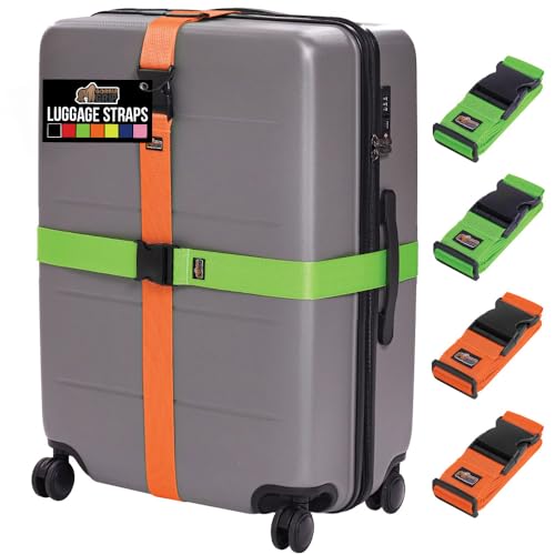 Heavy Duty Luggage Straps for Suitcase (Green/Orange)