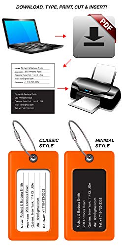 Luggage Tags Business Card Holder by TUFFTAAG (Orange 2pk / 2 Pack)