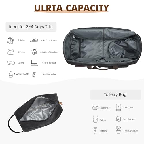 Garment Bags for Travel Canvas Duffle Bags for Men Hanging Suitcase (Black)