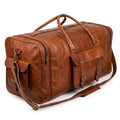 Leather Duffle Bag for Men Luggage Handmade Travel Bag Carry On Luggage Weekender Bags Overnight Gym Sports Cabin Holdall Bag For Airplanes Men And Women (28 inch)