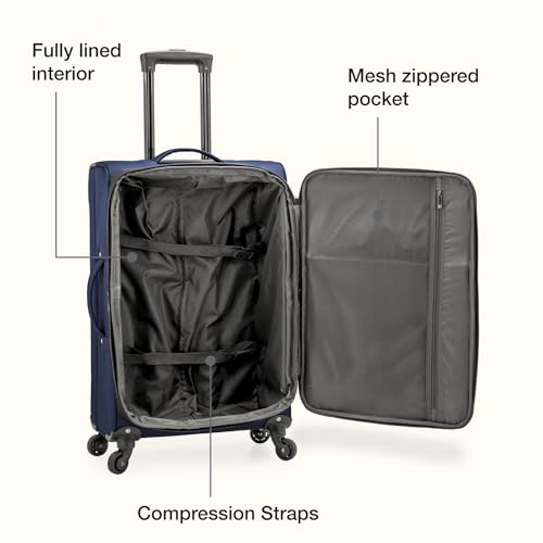 Anzio Softside Expandable Luggage with Spinner Wheels (Navy / 2-Piece Set (22/30))