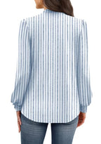 Long Sleeve Shirts for Women Fall Outfits for Women 2026 Business Casual Tops Blouses Dressy Casual Early Fall Fashion Clothing School Outfits for Teachers Work Clothes Trendy (05 - Light Blue Stripe / XX-Large)
