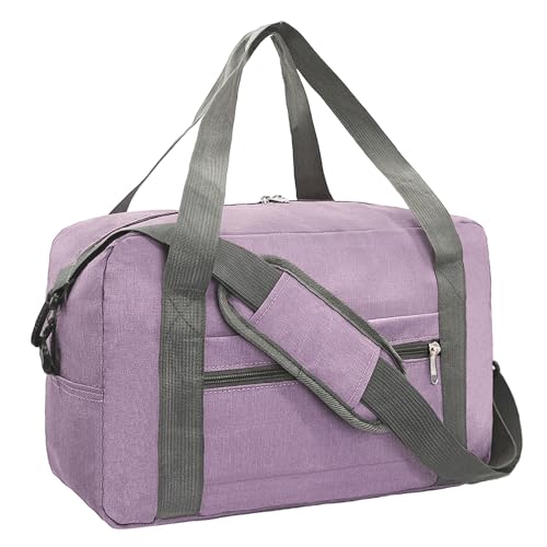 Foldable Carry on Luggage Bag 22x14x9 Personal Item Bag for Airplanes Travel Duffel Bag for Women and Men (Purple / 40L)