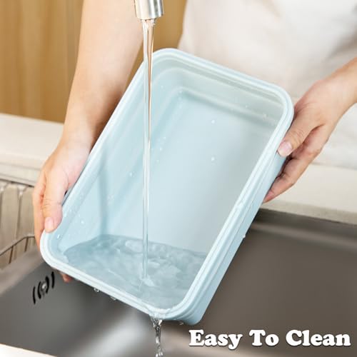 Extra Large Collapsible Silicone Food Storage Containers (2x2000Blue)