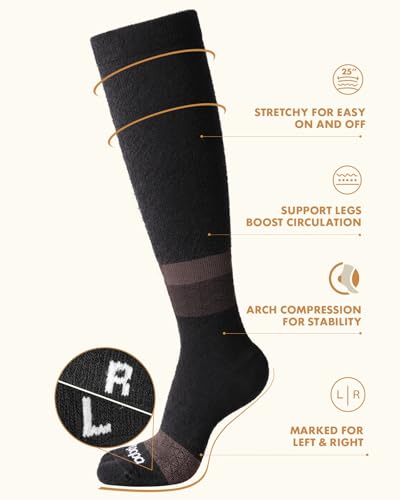 Thick Soft Cotton Compression Socks (Black and Grey Geometric / Small-Medium)