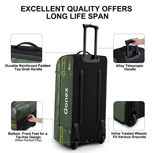 Rolling Duffle Bag with Wheels (Olive Green / 33 inch)