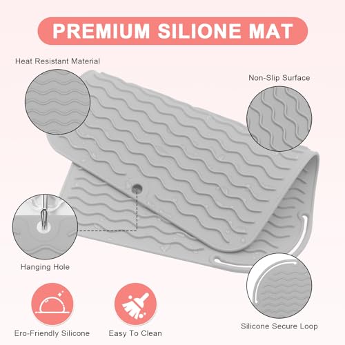 Plus Size Silicone Heat Resistant Mat for Hair Tools (Grey)