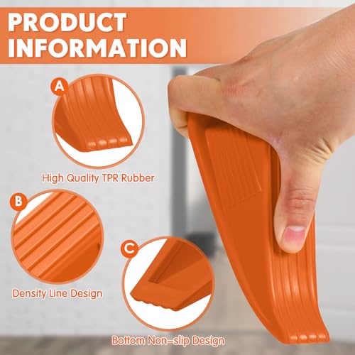 4 Pcs Jumbo Door Stoppers Heavy Duty Rubber Doorstop (Orange)