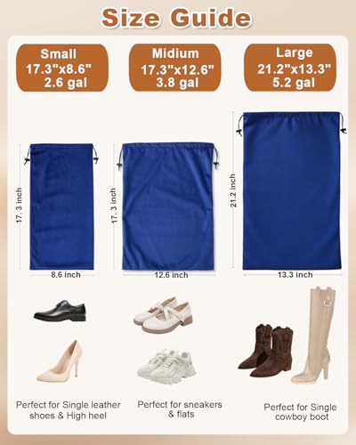4 Pcs Shoe Bags for Travel (Palace Blue / 17.3"x12.6")