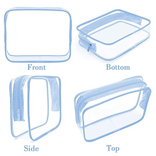 Clear Makeup Bags (Haze Blue-6PCS (Large+Medium+Small))