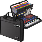 Accordion File Organizer (Black / 14.3" x 10.5" x 2",Colorful)