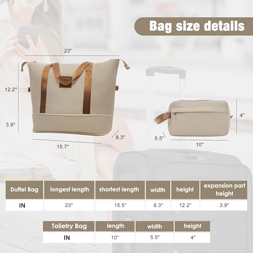Softside Luggage Set Lightweight 3 Piece Suitcase with Duffel Bag (Softside Luggage(22/26/30) / Khaki + bags)