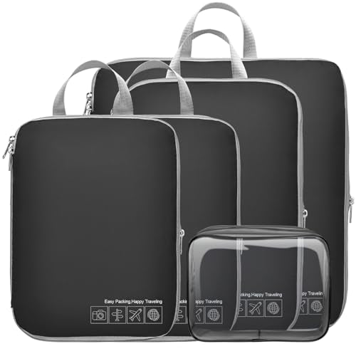Compression Packing Cubes Travel (03 Black / 5-Piece Set)