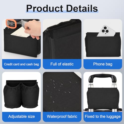 Luggage Travel Cup Holder for Suitcases Free Hands (Black)