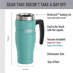 Stainless King Travel Mug with Handle (Matte Teal / 16 Ounces / Handle)