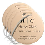 Stainless Luggage Tags for Suitcases 4 Pack (Steel Rose Gold Circle)