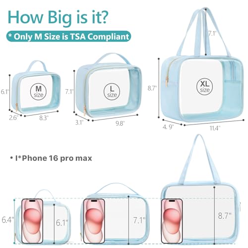Clear Makeup Bag Travel (05 Ice Blue / Full Vacation (Mixed Sizes))