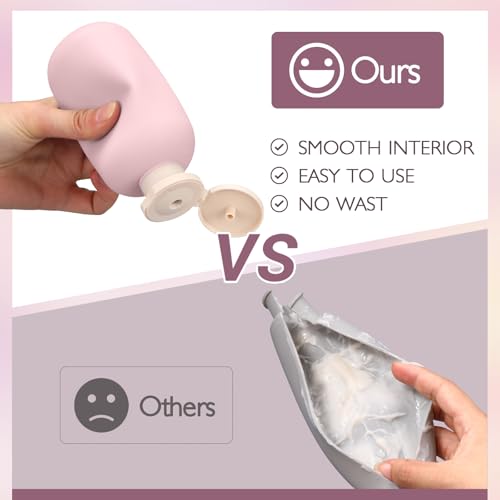 6.7oz 4Pcs Plastic Refillable Travel Shampoo & Conditioner Bottles With Flip Cap (Pink / 6.7oz)
