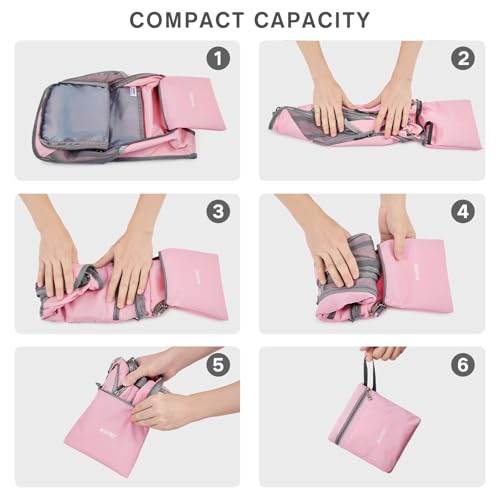 10L 15L Hiking Backpack Lightweight Packable Hiking Daypack Small Travel Outdoor Foldable Shoulder Bag (Pink Checkered / 10L)