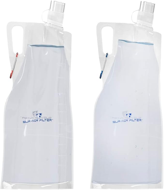 Survivor Filter Collapsible Water Bottles, Canteens 2 Pack by SurvivorFilter