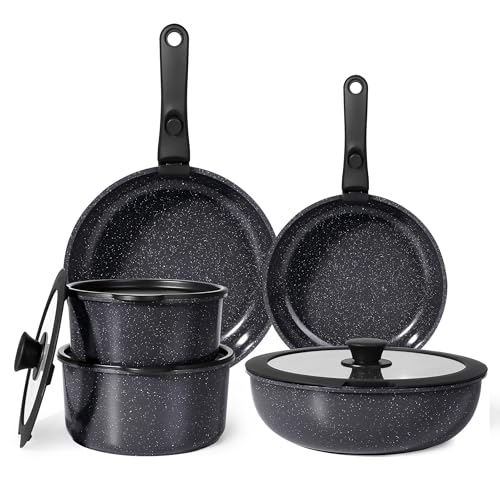 Ceramic Pots and Pans Set Non Stick (Dark Gray / 11PCS)