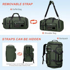 Duffle Bag for Men 3 in 1 Convertible 40L Nylon Gym Travel Backpack (Army Green)