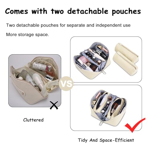 Travel Makeup Bag Organizer Cosmetic Bag (04-B-White)