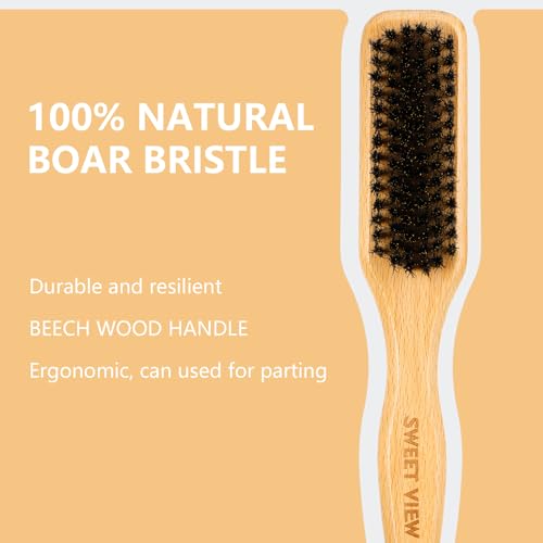 Boar Bristle Slick Back Hair Brush (Wood Color)