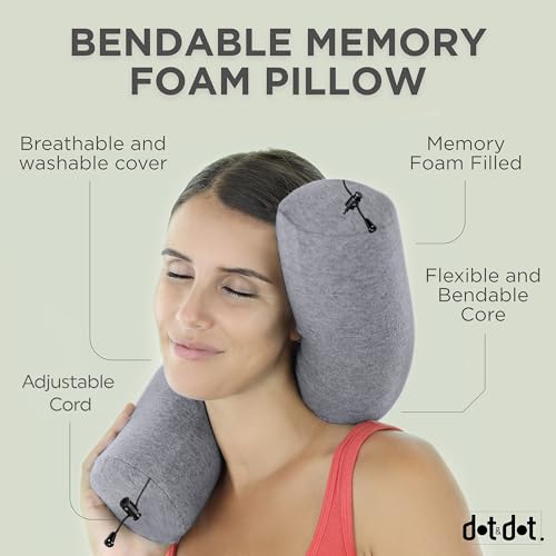Twist Memory Foam Travel Pillow for Airplanes (Ash / Adjust (26" w/ cord))