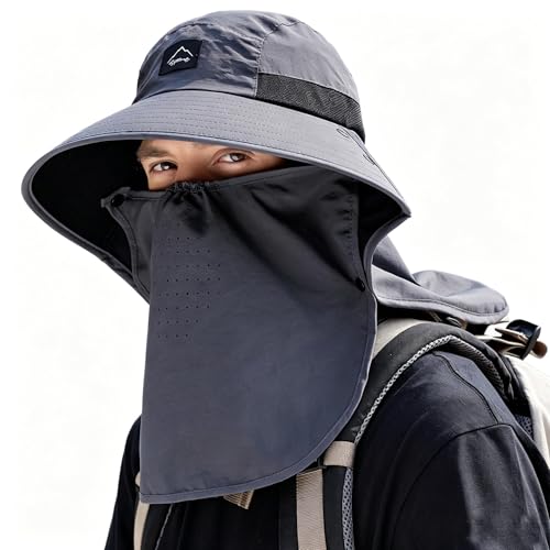 Outdoor Sun Hat for Men Women (1pack--dark Grey(face Cover))