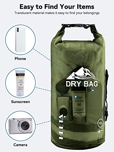 Dry Bag Waterproof Backpack with Phone Case (Pitch Green / 40L)
