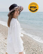 Womens Sun Hats Wide Brim Reversible Bucket Cotton Hat Packable Summer Travel Cap with Hat Clip (Medium / Black)