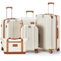 Luggage Set 3 Piece Luggage with PC+ABS Hardshell TSA Lock Spinner Wheels Carry on Lightweight Suitcase (White / 5 piece sets(20/24/28/DB/TB))