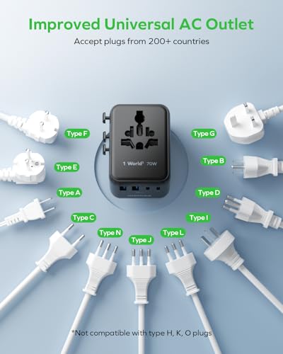 70W Universal Travel Adapter 7 (70W / Black)